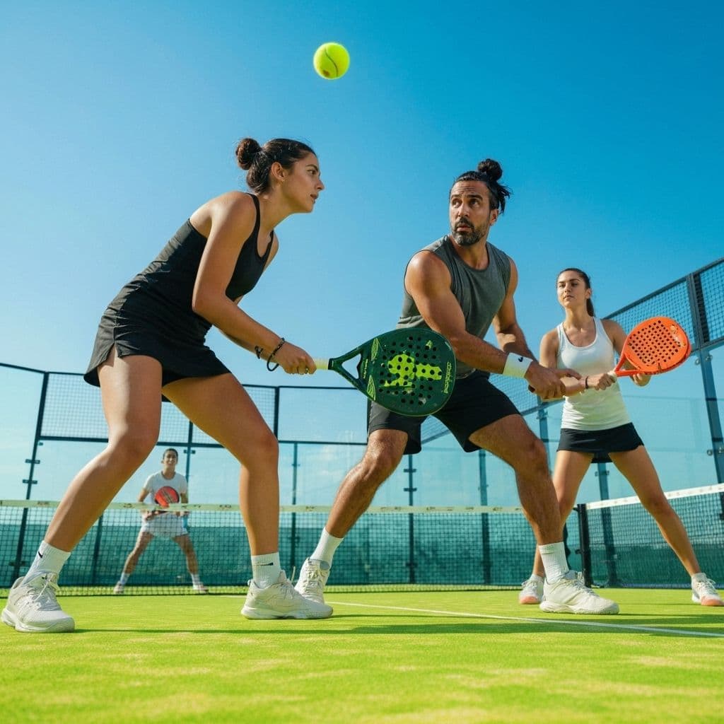 Jugadores de pádel en acción